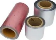 Printed aluminium foil rolls in red and silver